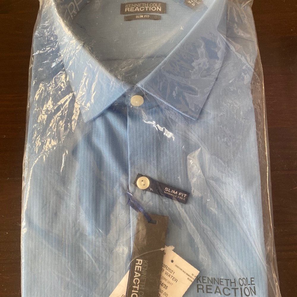 NEW Kenneth Cole Reaction Men’s Dress Shirt  16 1/2 34-35 Slim Fit